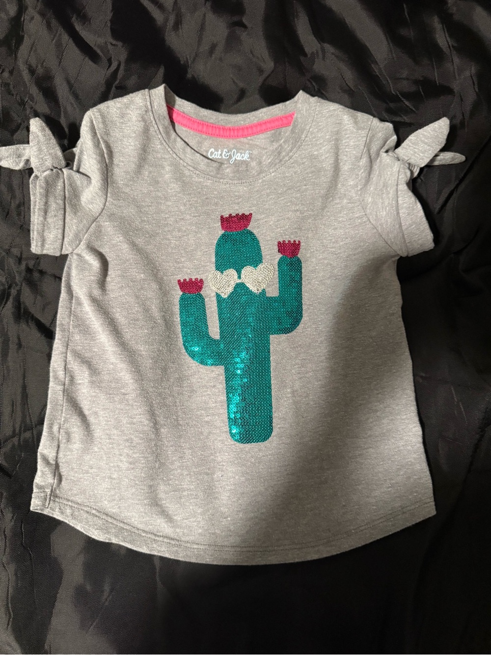 Cat & Jack Toddlers Gray Cactus Sequin Tee - NWOT 4t